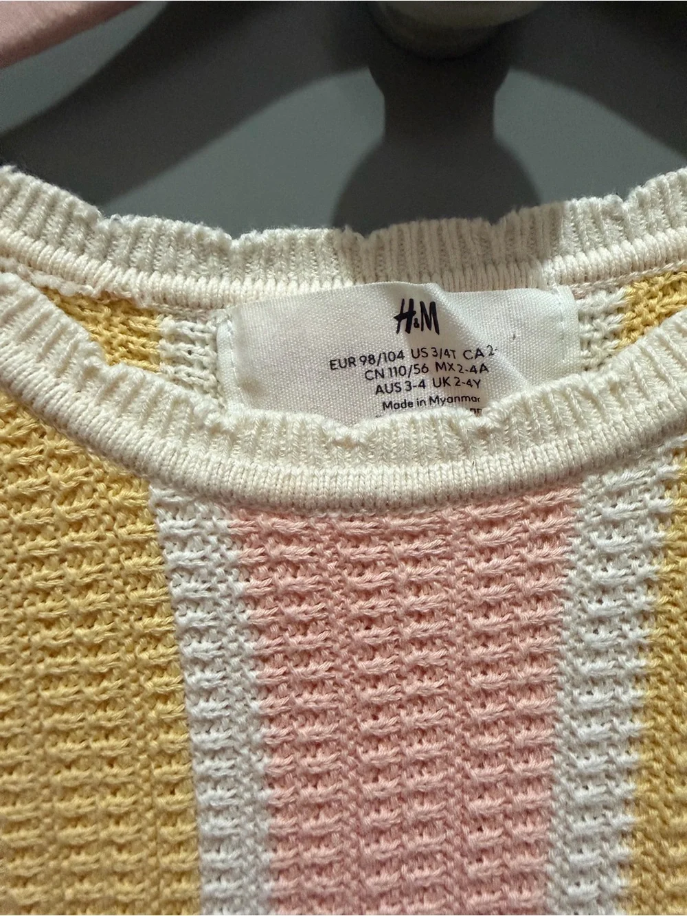 H&M Girls' Striped Knit Tank Dress - Pink, Yellow & White